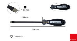 Ceta Form 6.5 x 150 mm Elmas Kayma Önleyici Düz Tornavida F10D-065-150