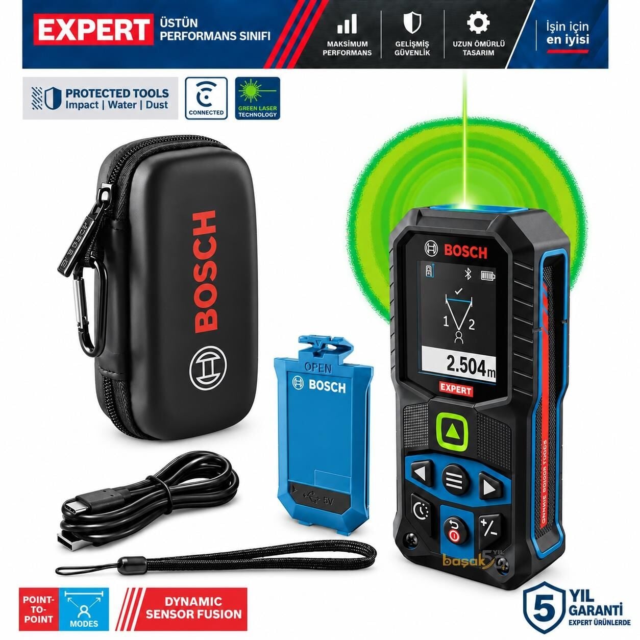 Bosch EXPERT EXLM100-39CG 100 m Lazer Metre Karmaşık Alan Ölçümlü 0601075900