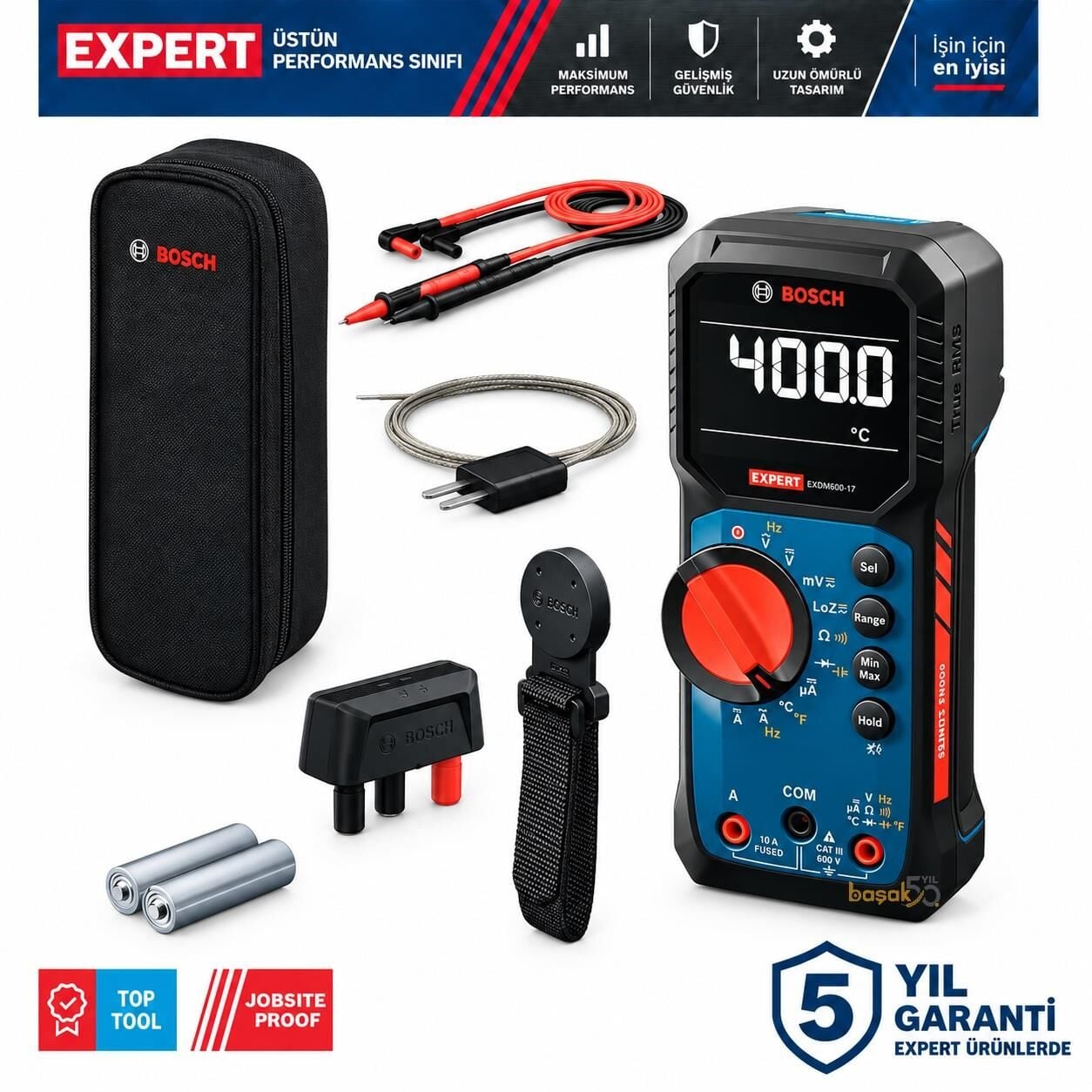Bosch EXPERT EXDM600-17 Dijital Multimetre 600V AC/DC True RMS 0601077200