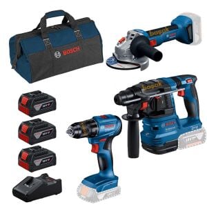 Bosch 3'lü Akülü Set GSR 18V-45+GWS 18V-8+GBH 18V-22 3x4 Ah 0615A5007L