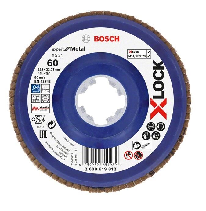 Bosch X-LOCK Flap Disk 115 mm 60 Kum Plastik Taban X551 2608619812
