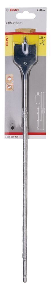 Yaprak-Kelebek 38x400 mm 1/4'' Adaptörlü Matkap Ucu SelfCut 2608595420