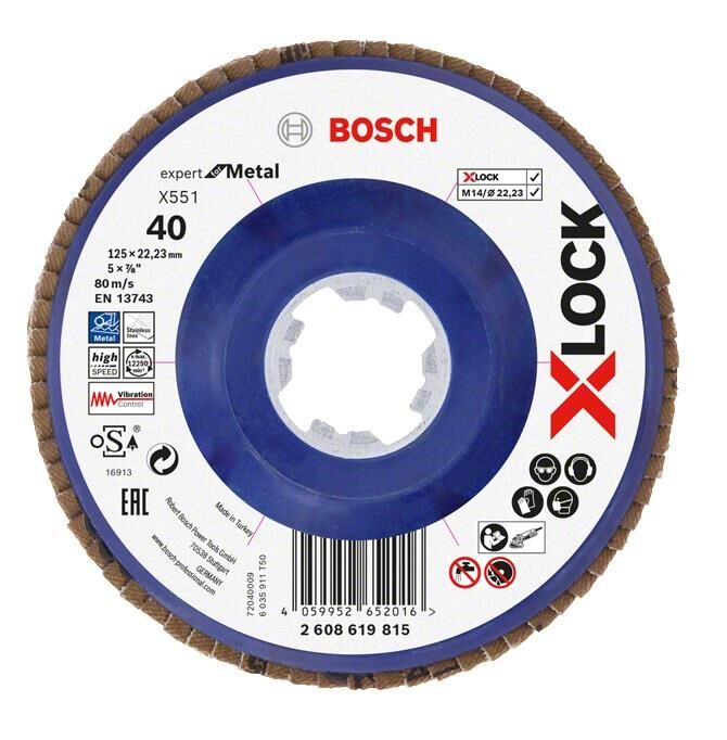 Bosch X-LOCK Flap Disk 125 mm 40 Kum Plastik Taban X551 2608619815