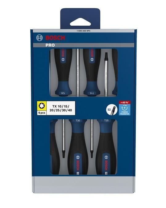 Bosch PRO 6 Parça Torx Tornavida Seti TX10-TX40 1600A039PC