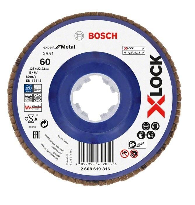 Bosch X-LOCK Flap Disk 125 mm 60 Kum Plastik Taban X551 2608619816