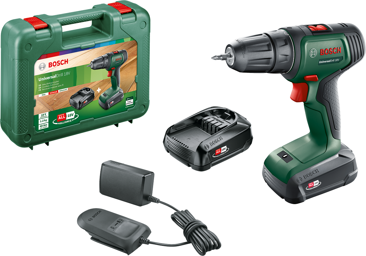 Bosch UniversalDrill 18 (2x 1,5Ah) Çift Akülü 06039D4002