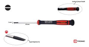 Ceta Form 2 x 60 mm Elektronikçi Düz Tornavida H01-20-060