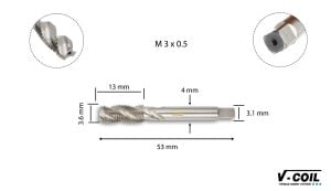 V-Coil M 3 x 0,5 Helicoil Helis Makine Kılavuzu HSS-E 03705