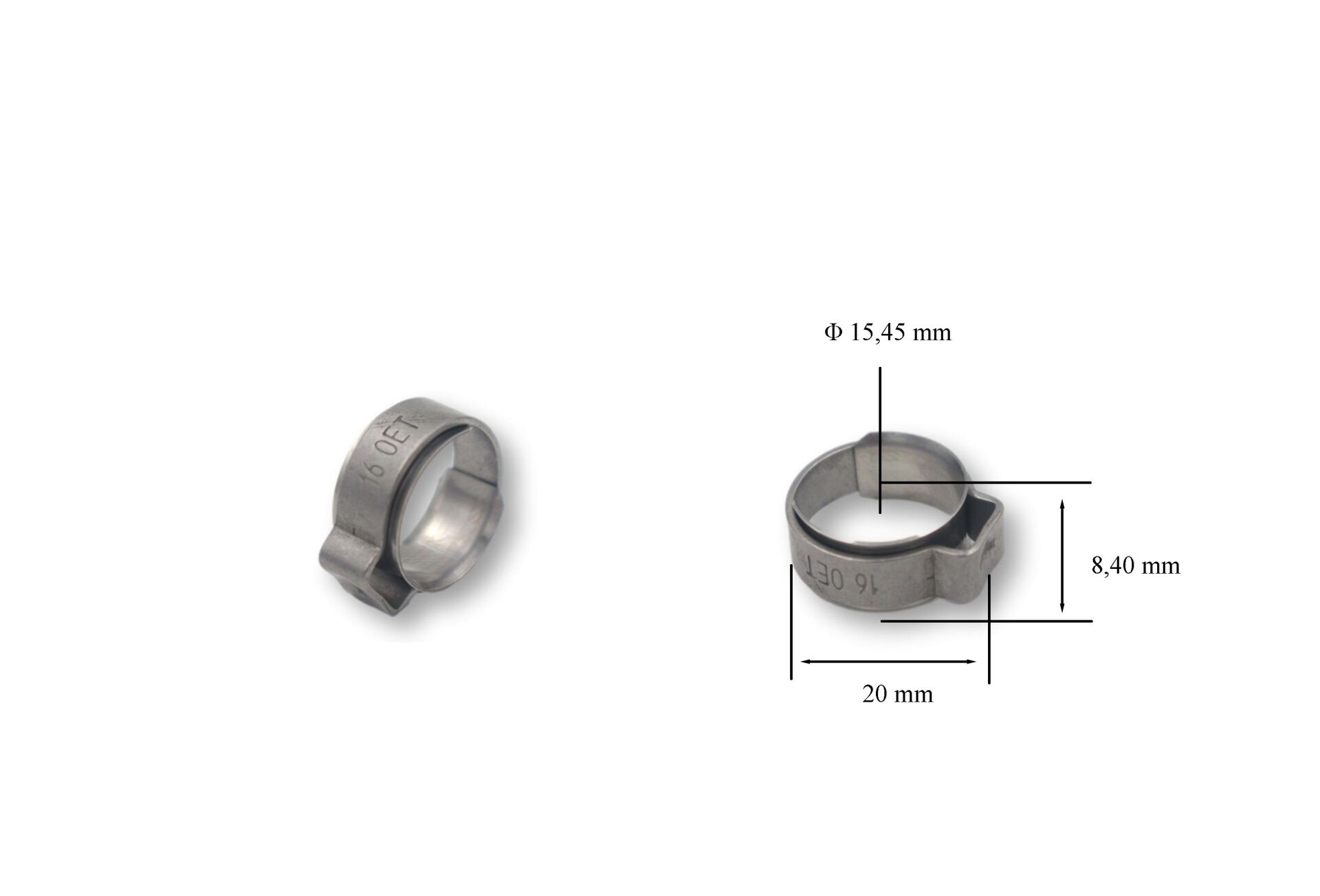 Oetiker 16 mm Paslanmaz Kulaklı Argon Kelepçesi (adet fiyatıdır)