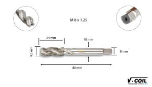 V-Coil M 8 x 1,25 Helicoil Helis Makine Kılavuzu HSS-E 03711