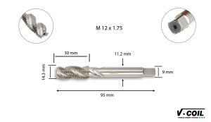V-Coil M 12 x 1,75 Helicoil Helis Makine Kılavuzu HSS-E 03720