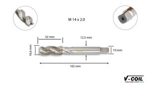 V-Coil M 14 x 2,0 Helicoil Helis Makine Kılavuzu HSS-E 03727