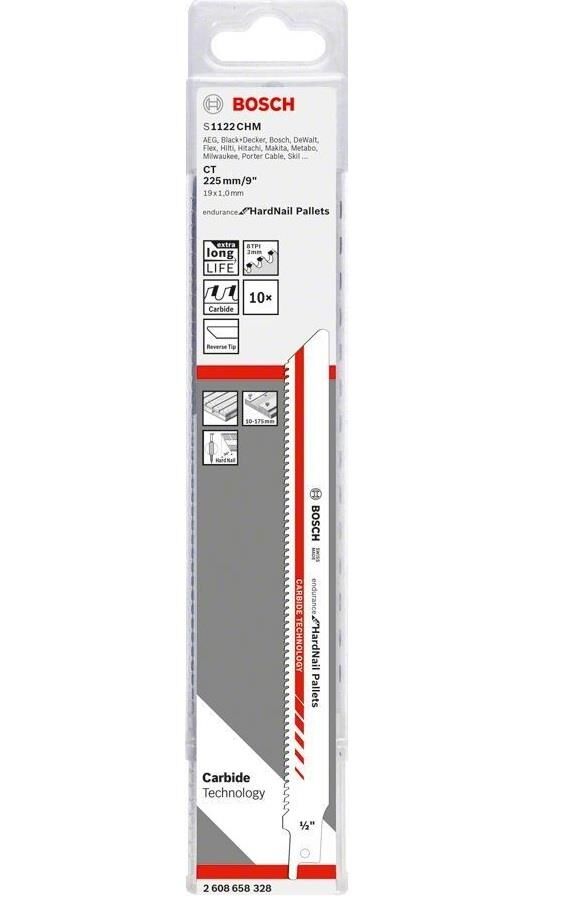 Bosch S 1122 CHM Özel Seri Sert Çivili Paletler İçin Testere 10'lu 2608658328