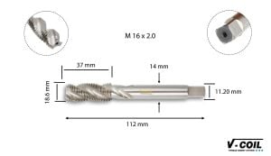 V-Coil M 16 x 2,0 Helicoil Helis Makine Kılavuzu HSS-E 03733
