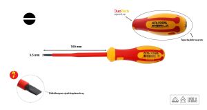 Ceta Form 3,5 x 100 mm 1000 volt VDE izoleli Düz Tornavida G01-035-100