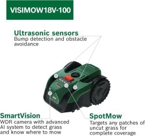 Bosch VISIMOW 18V-100 18V Akülü Çim Biçme Robotu 100 m² (Solo) 06008E1001