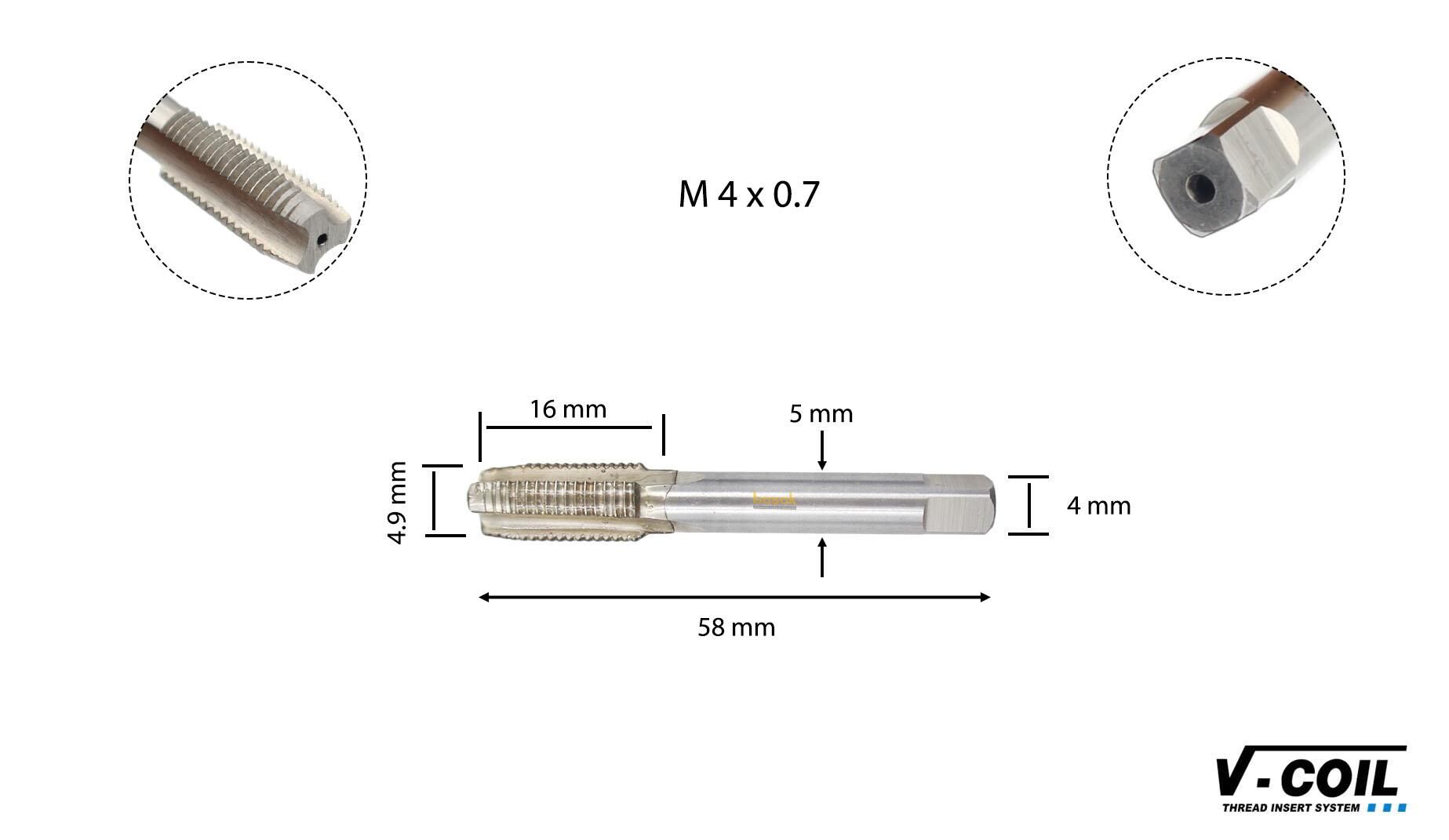 V-Coil M 4 x 0,7 Helicoil Düz Kılavuz HSS-G 03007 | V-COIL