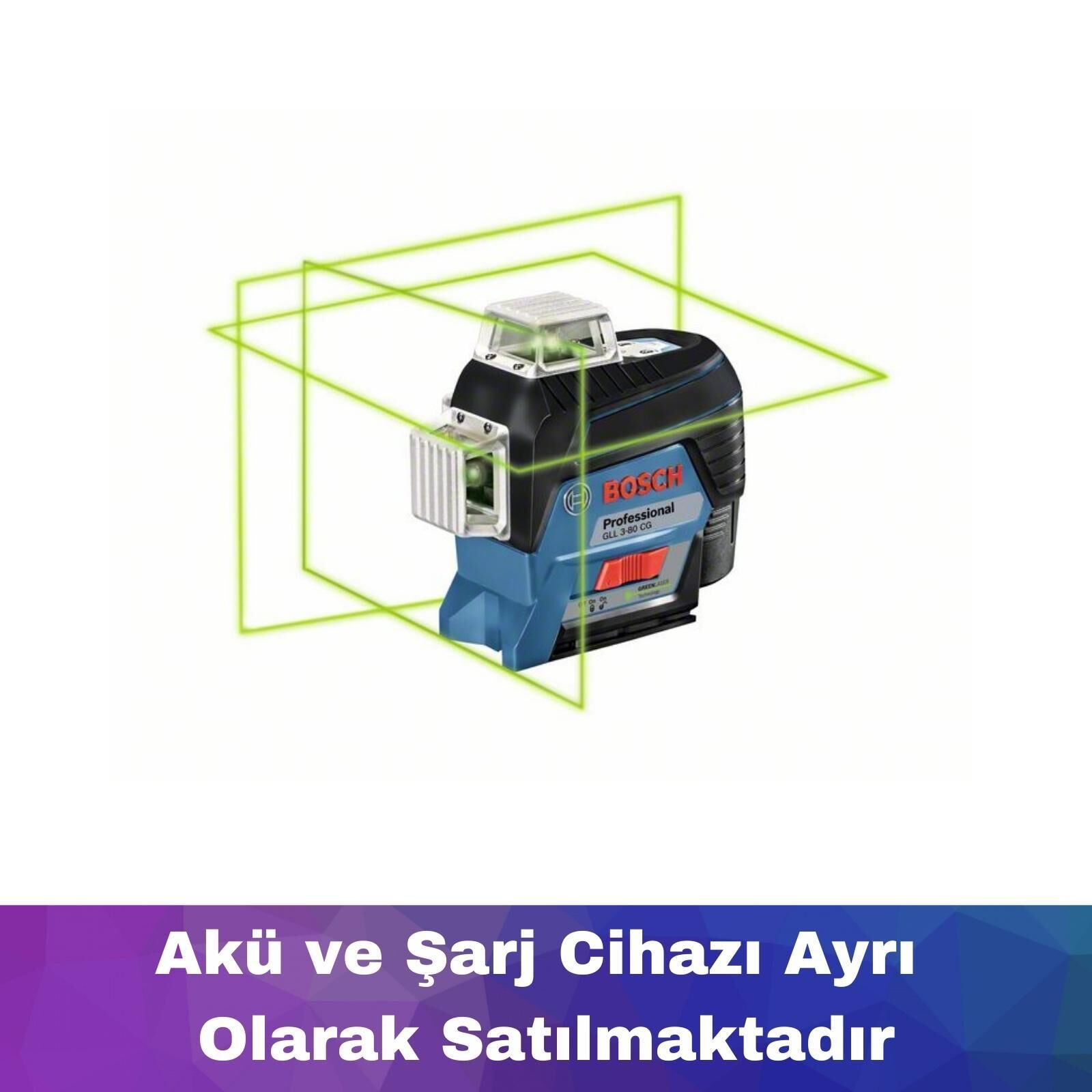 Bosch GLL 3-80 CG Yeşil Çizgi Lazeri (Akü ve Şarj Yoktur) 0601063T03