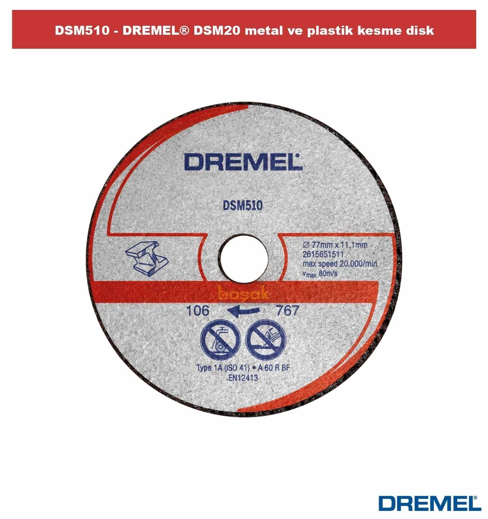 Dremel DSM510 Metal ve Plastik Kesme Diski DSM20 İçin (3adet) 2615S510JB