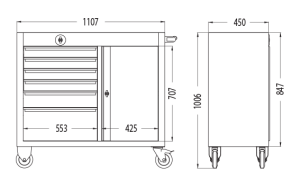 Ceta Form A01-06W GT-PLUS XL Takım Arabaları (Boş) - 6 Çekmeceli