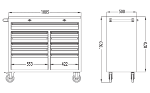 Ceta Form A01-11 GT-PLUS Jumbo XL Takım Arabası (Boş) - 11 Çekmeceli