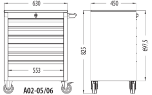 Ceta Form A02-05 GT Takım Arabası (Boş) - 5 Çekmeceli