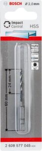 Bosch Impact HSS 2,0x60mm 1/4'' Altıgen Matkap Ucu 2608577045