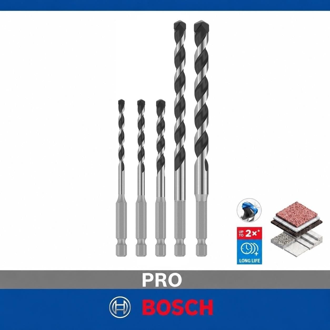 Bosch PRO HEX-5 5'li Beton Matkap Ucu Seti 4-10 mm 2608707004