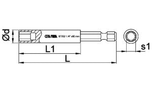 Ceta Form 1/4'' x 60 mm Manyetik Bits Tutucu BT/02