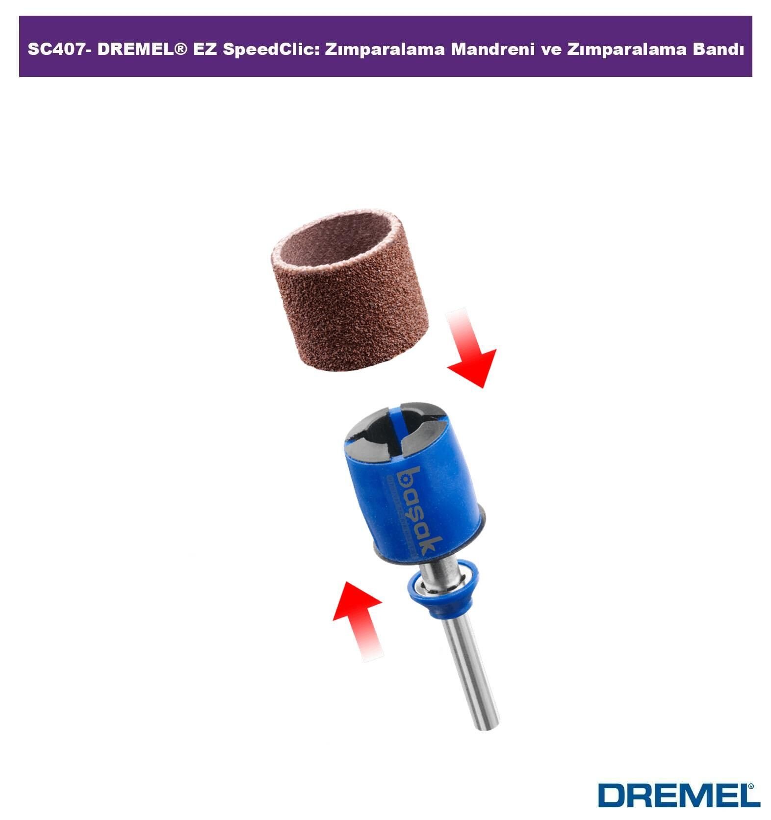DREMEL SC407 EZ SpeedClic Zımparalama Mandreni ve 2 Adet Zımpara Bandı 2615S407JA