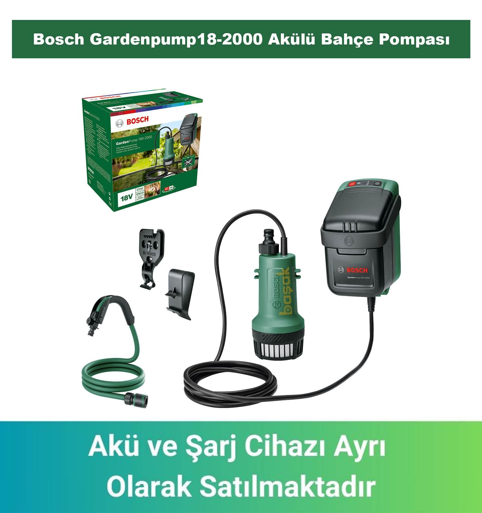 Bosch Gardenpump18V-2000 Akülü Bahçe Su Pompası (Akü ve Şarj Yoktur) 06008C4203