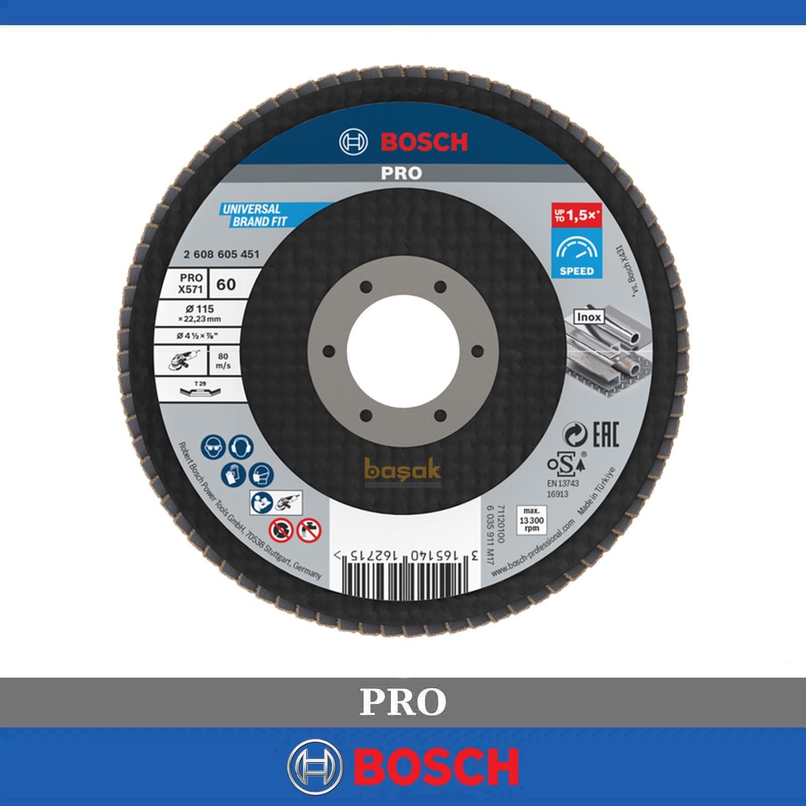 Bosch 115 mm 60 Kum X571 Best İnox-Metal Flap Disk 2608605451