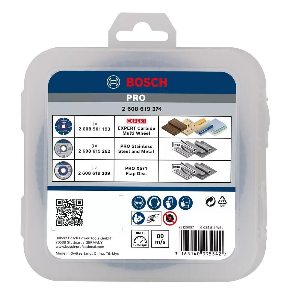 Bosch Pro 125 mm X-Lock Kesme ve Flap Zımpara 5'li Set 2608619374