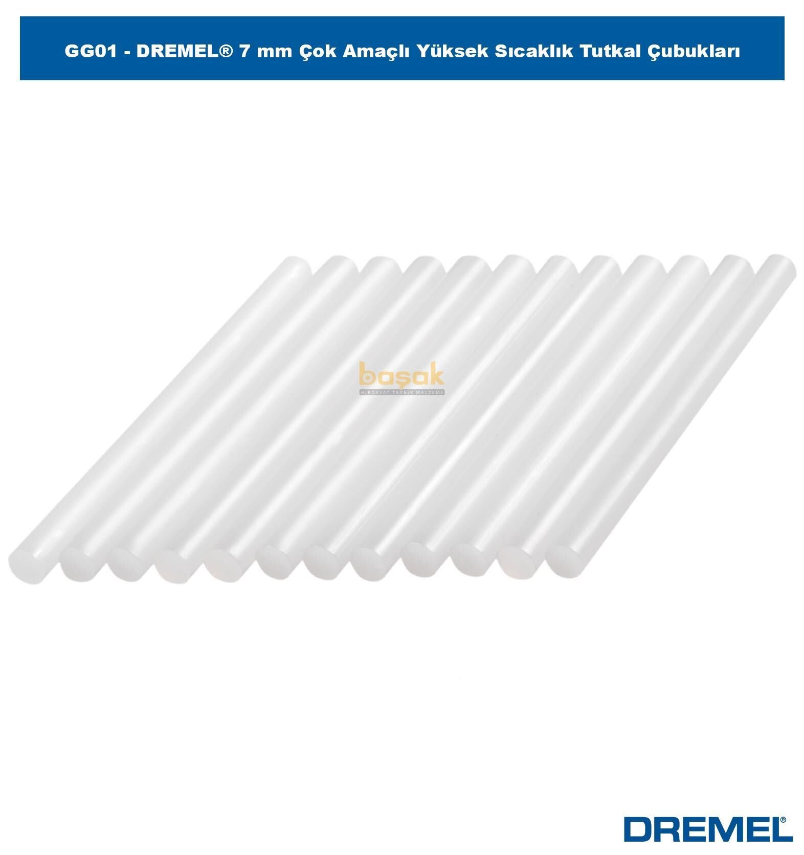 DREMEL GG01 7 mm Çok Amaçlı Yüksek Sıcaklık Tutkal Çubukları (12adet) 2615GG01JA