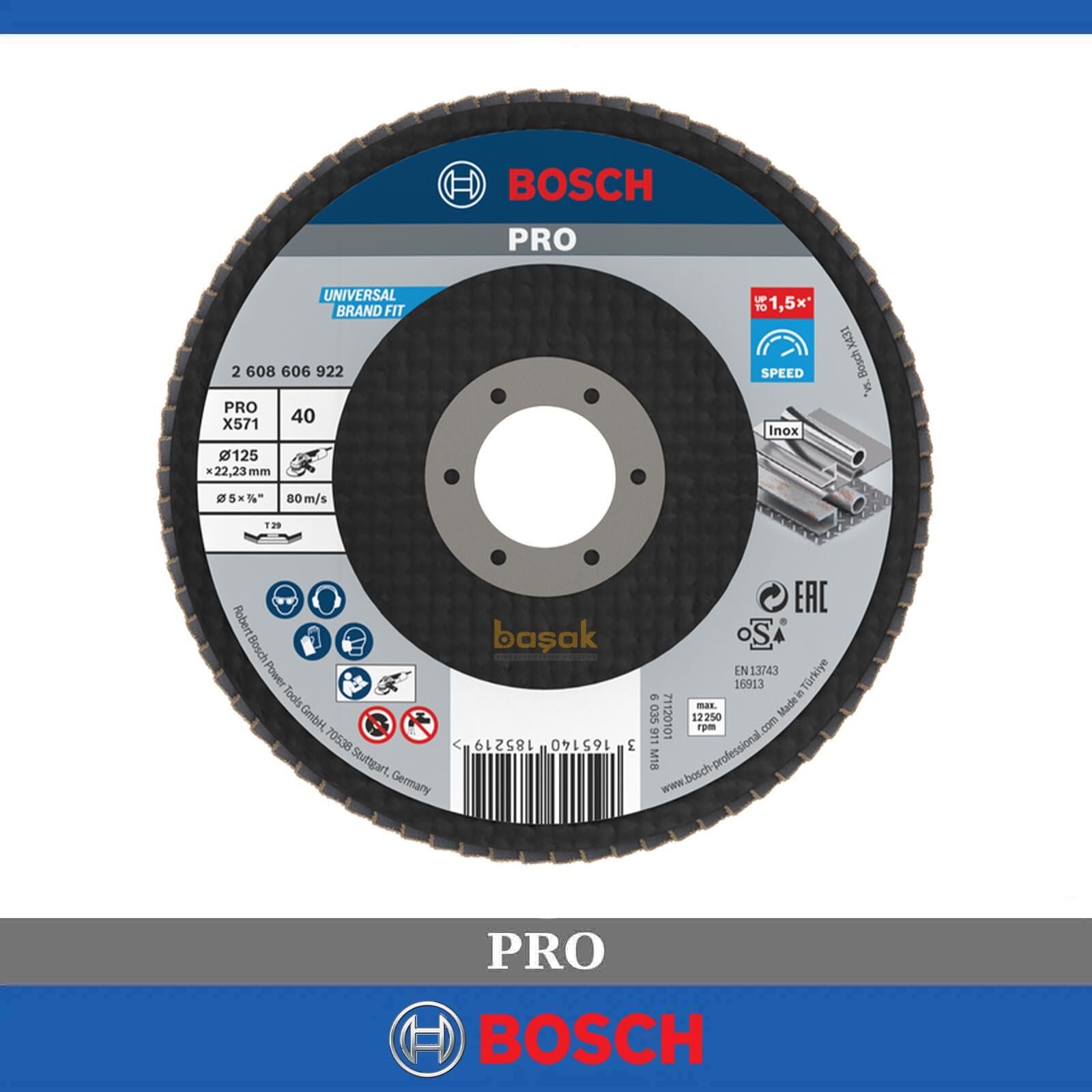 Bosch 125 mm 40 Kum X571 Best Inox-Metal Flap Disk 2608606922