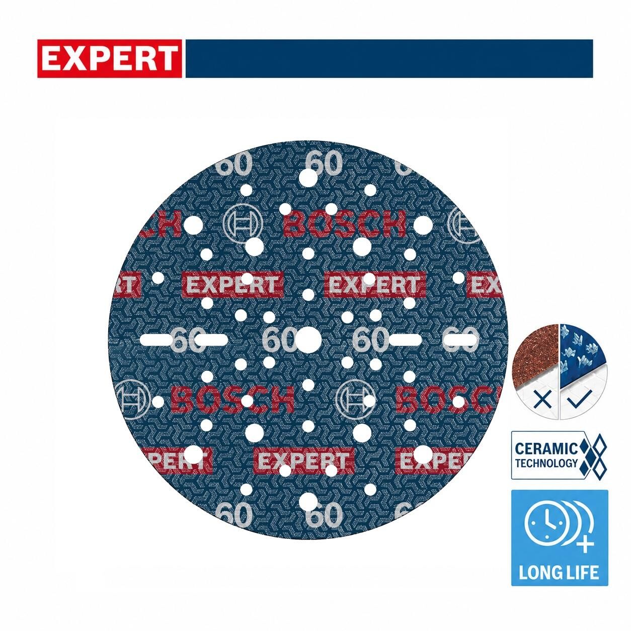 Bosch Expert O780 150 mm 60 Kum 6'lı Cırtlı Folyo Zımpara Diski 2608902430