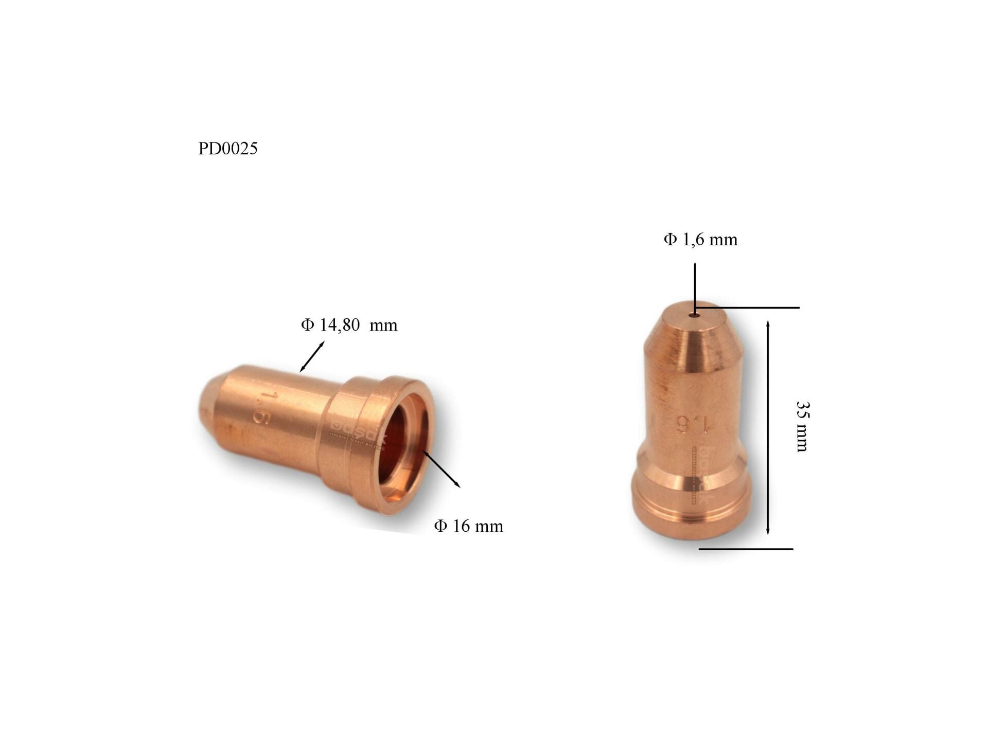 Trafimet CB 100 - CB 150 1,6mm Uzun Plazma Kesim Memesi  PD0025-16