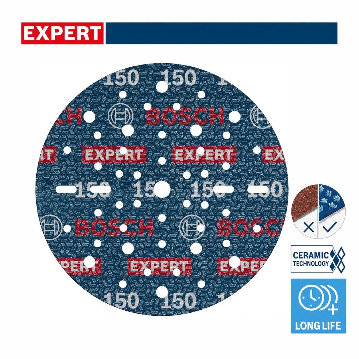 Bosch Expert O780 150 mm 150 Kum 6'lı Cırtlı Folyo Zımpara Diski 2608902443