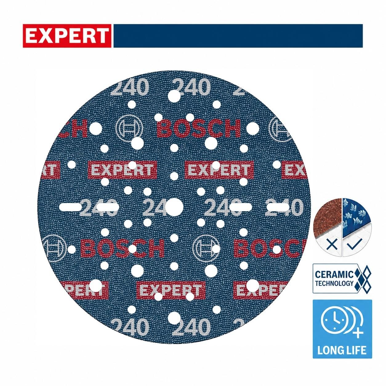 Bosch Expert O780 150 mm 240 Kum 6'lı Cırtlı Folyo Zımpara Diski 2608902445