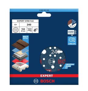 Bosch Expert O780 150 mm 240 Kum 6'lı Cırtlı Folyo Zımpara Diski 2608902445