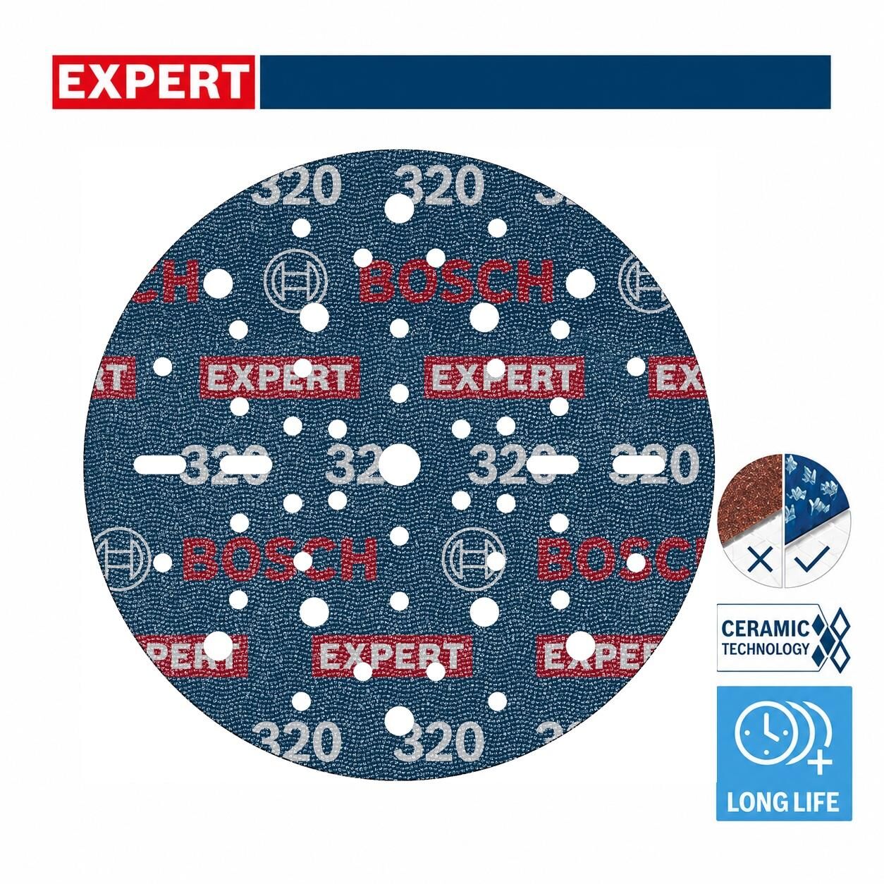 Bosch Expert O780 150 mm 320 Kum 6'lı Cırtlı Folyo Zımpara Diski 2608902446