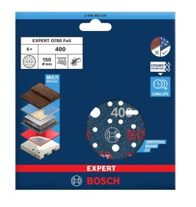 Bosch Expert O780 150 mm 400 Kum 6'lı Cırtlı Folyo Zımpara Diski 2608902447