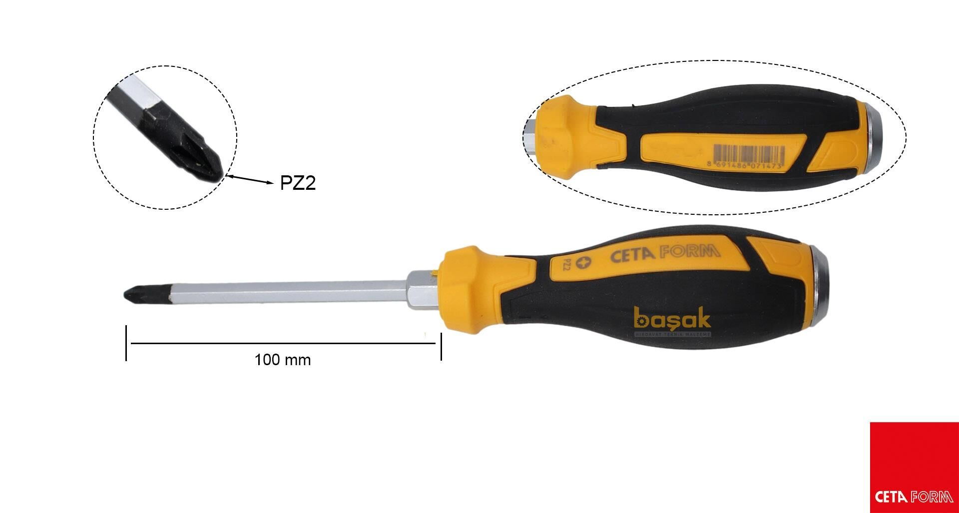 Ceta Form PZ2x100 mm Yıldız Uçlu Çekiçlenebilir Darbeli Tornavida Ceta Form PZ2x100 mm Yıldız Uçlu Çekiçlenebilir Darbeli Tornavida