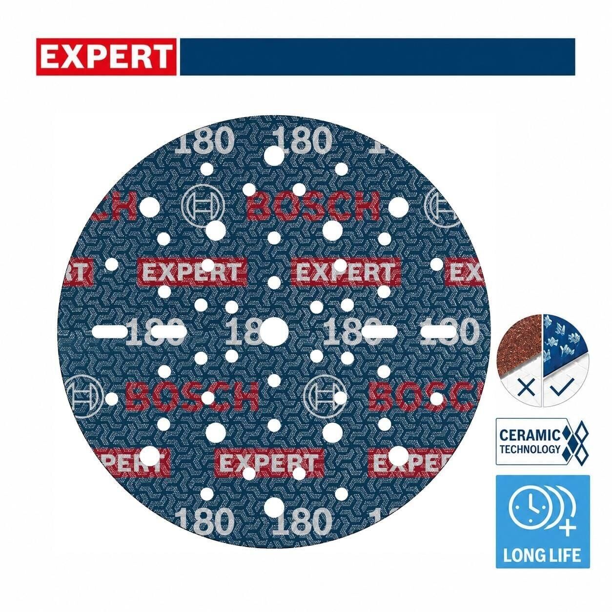 Bosch Expert O780 150 mm 180 Kum 50'li Cırtlı Folyo Zımpara Diski 2608902453