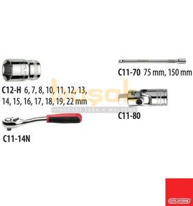 Ceta Form 6 - 22 mm 3/8” Lokma Takımı C10-18PH4 (Plastik Kutu)