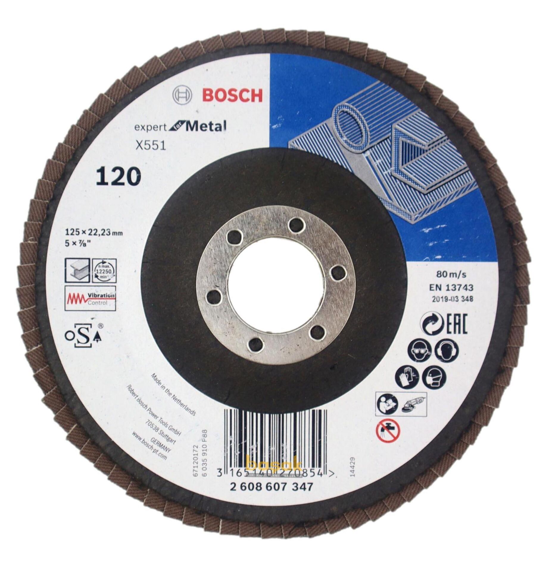 Bosch 125 mm 120 Kum X551 Expert Metal Flap Disk 2608607347