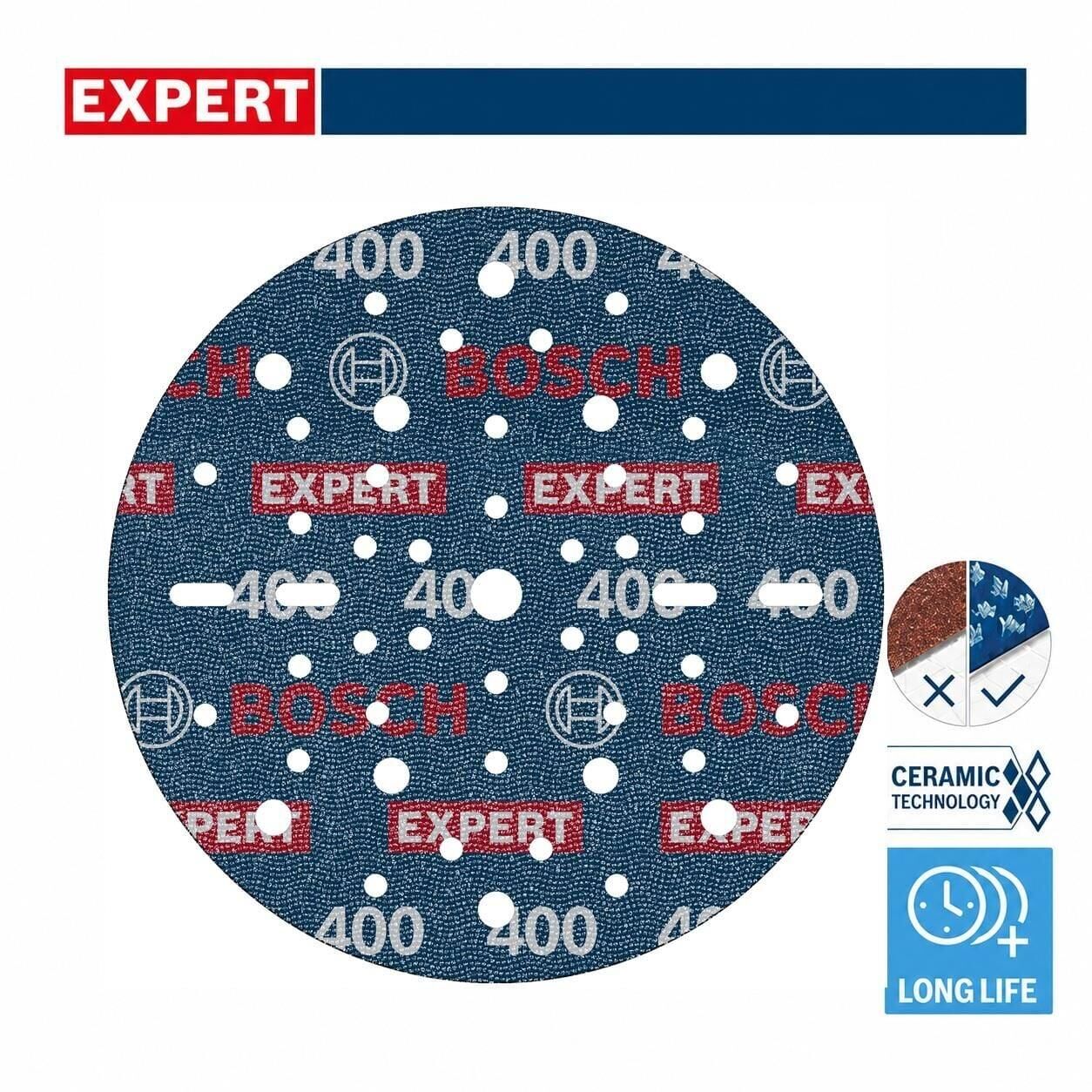 Bosch Expert O780 150 mm 400 Kum 50'li Cırtlı Folyo Zımpara Diski 2608902456
