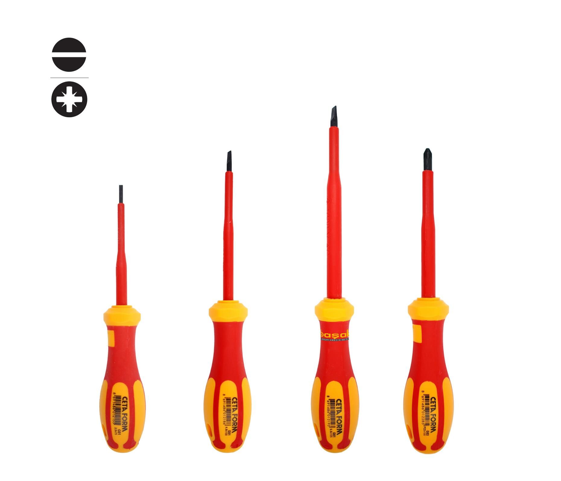 Ceta Form 4 Parça 1000 volt VDE İzoleli Tornavida Takımı Düz PZ  G99-402