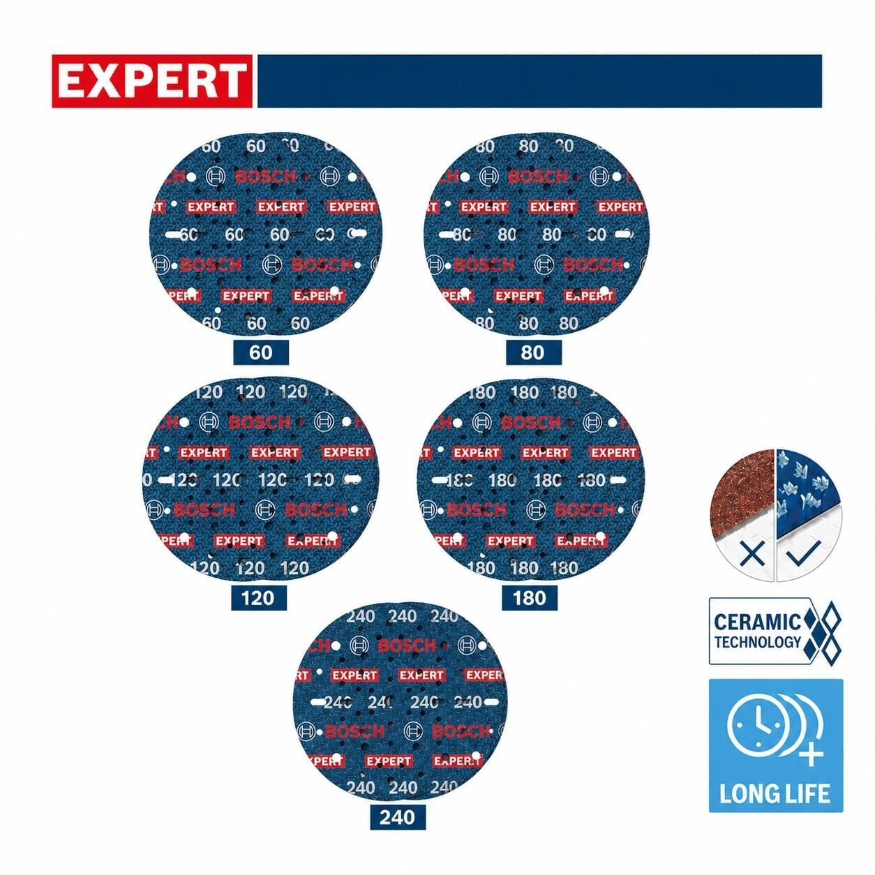 Bosch Expert O780 150 mm 55'li 60-240 Kum Cırtlı Folyo Zımpara Seti 2608902470