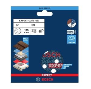 Bosch Expert O780 125 mm 60 Kum 6'lı Cırtlı Folyo Zımpara Diski 2608902399